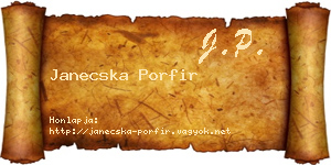 Janecska Porfir névjegykártya